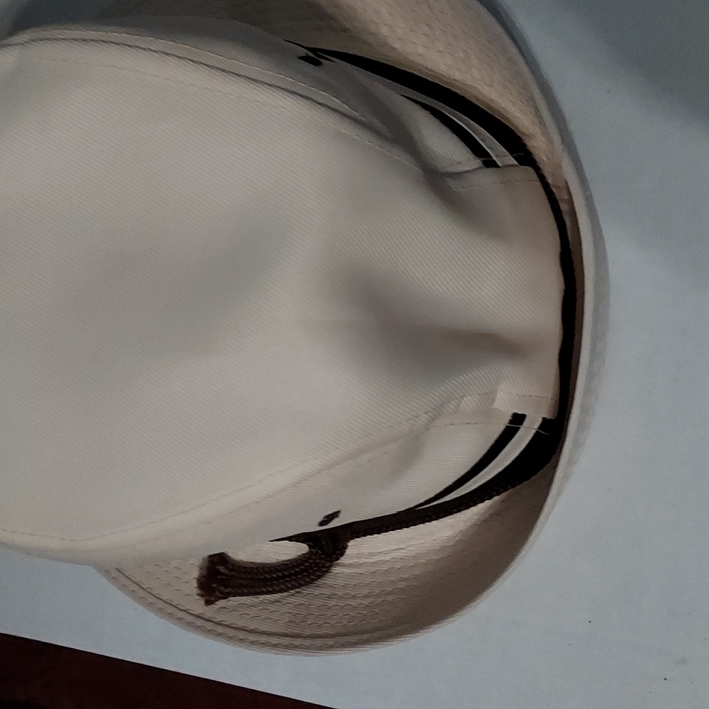 Fedora Hat Size Large Ivory with a Brown&Ivory Band w/brown cord.No Stains. - Picture 3 of 12